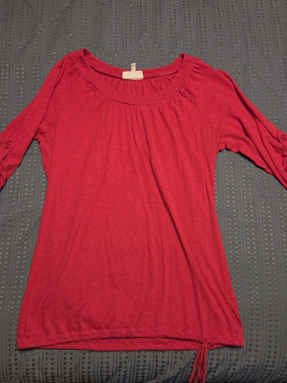 Fashion Bug Bright Red Scoop-Neck 3/4 Sleeve Top